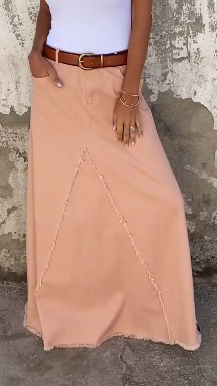 Denim Casual Maxi Skirt