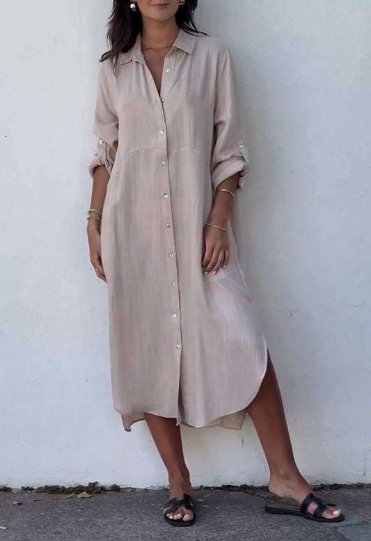 Lapel Single-breasted Loose Dress