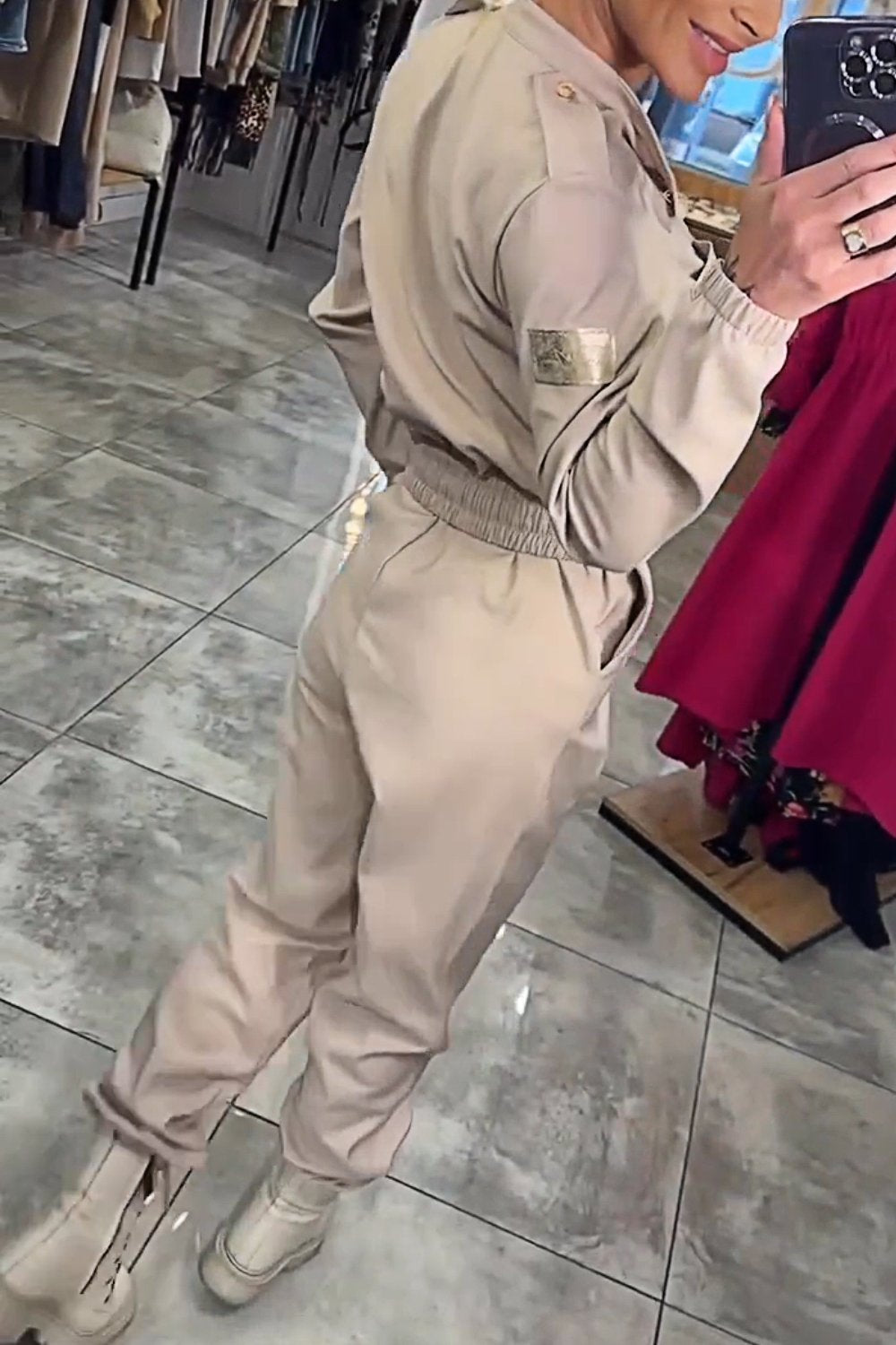 Women's Solid Color Belted Jumpsuit