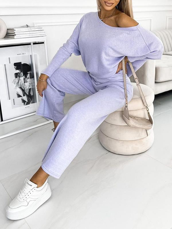 Women's Crew Neck Long Sleeve Casual Suit