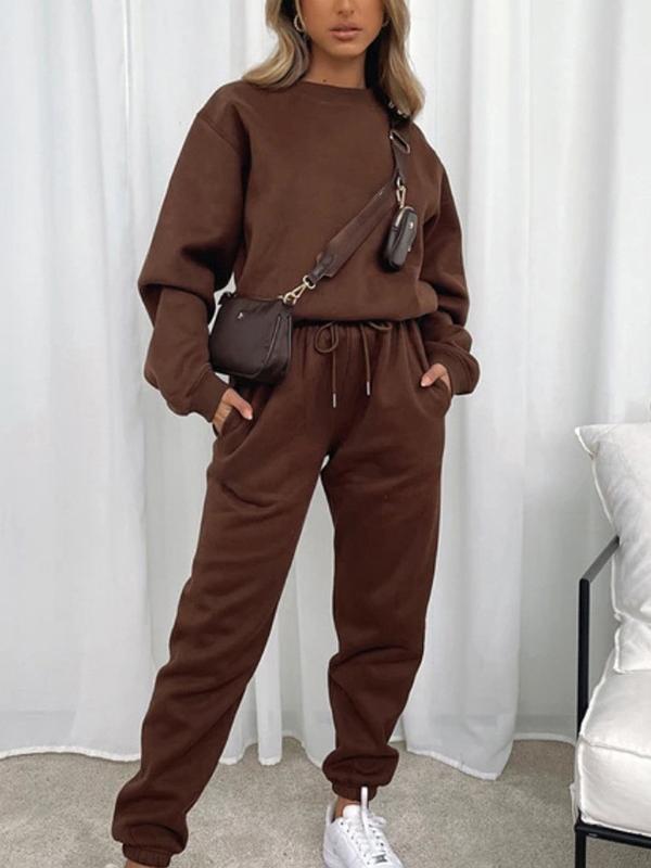 Round neck trousers and long sleeve sweatshirt suit