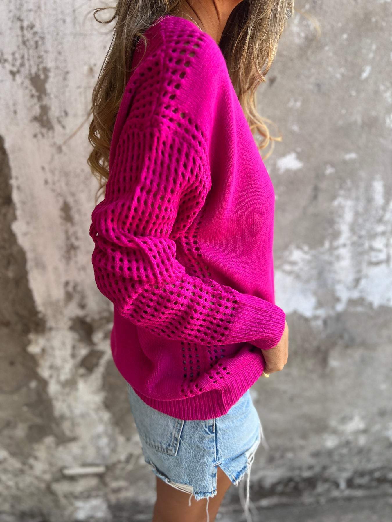 Knitted Top with Hollow Sleeves