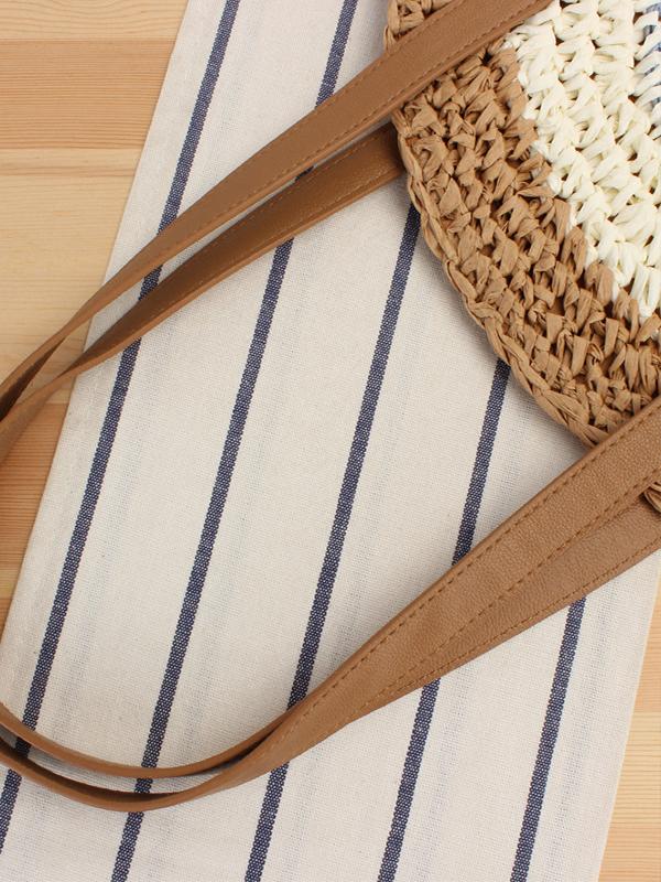 Women's Simple Round Single Shoulder Straw Bag Beach Bag