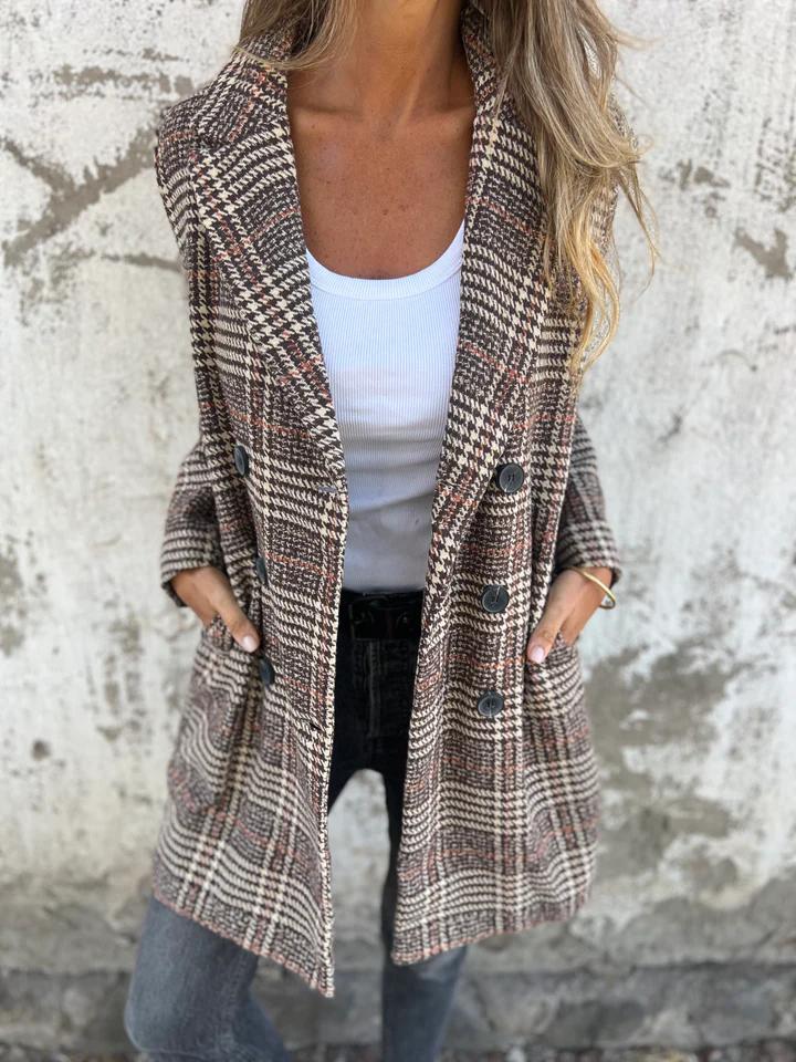 Casual Lapel Plaid Blazer