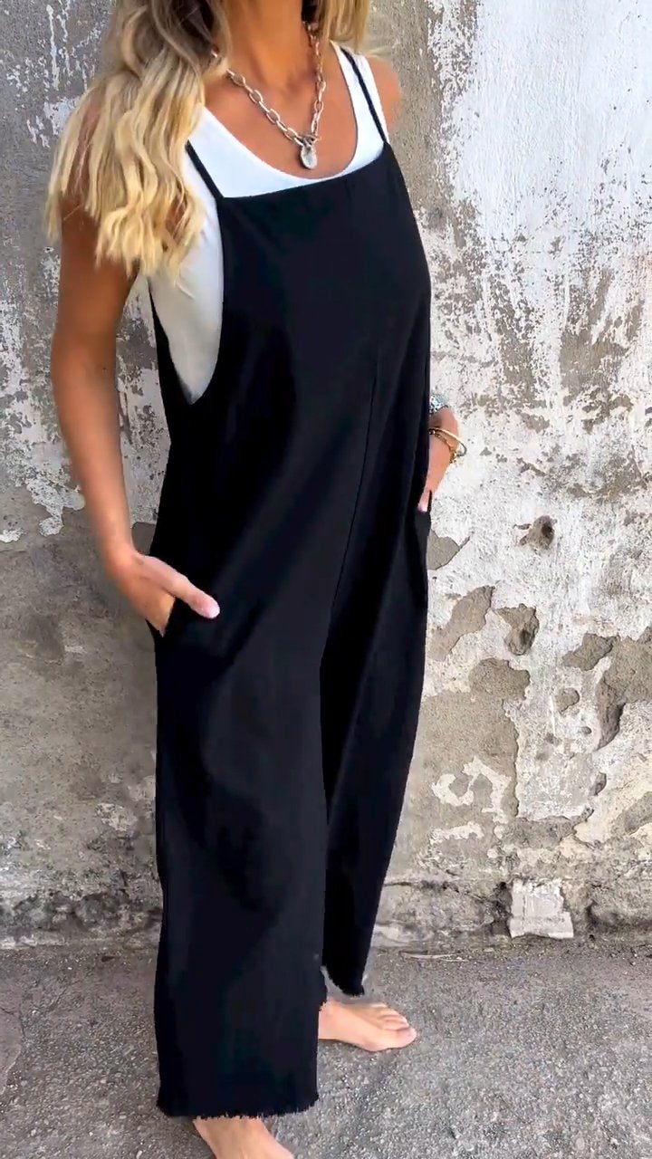 Sleeveless Casual Jumpsuit with Suspenders