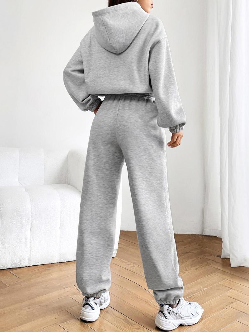 Women's Fashion Fleece hooded sweatshirt and trousers two-piece set