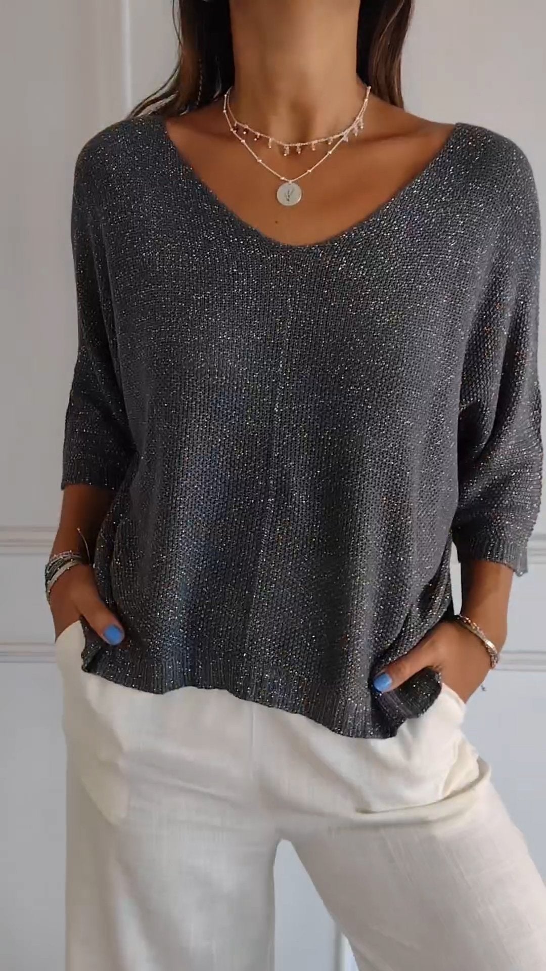 V-neck Draped Loose Top