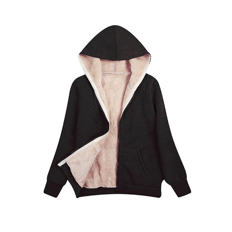 Women's Warm Sherpa Pocket Hooded Sports Sweatshirt