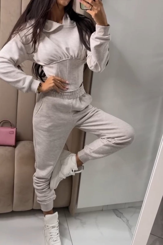 Women's casual hooded sweatshirt and pants set