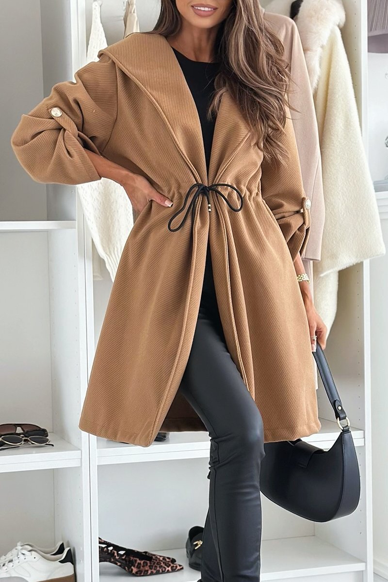 Women's Casual Solid Color Hooded Coat