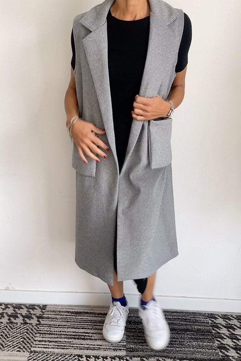 Women's Casual Lapel Sleeveless Jacket