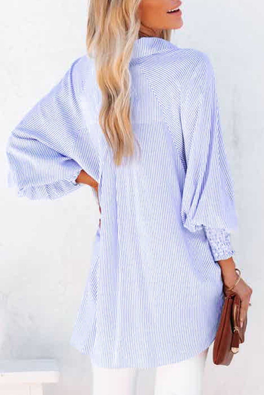 Women's Lapel Long Sleeve Striped Casual Shirt