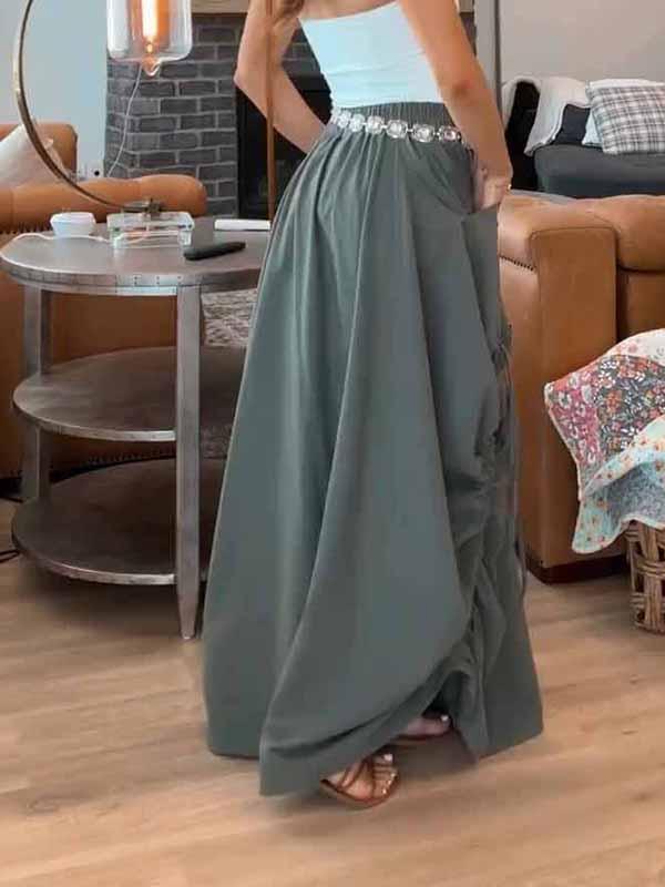 Women's Solid Color Loose Long Skirt