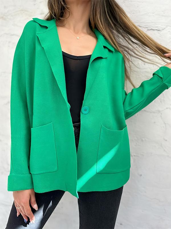 Women's Lapel Solid Color Thin Coat