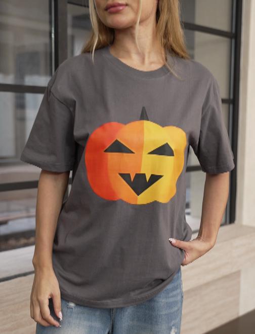 Women's Round Neck Short Sleeve Halloween Print Casual T-shirt