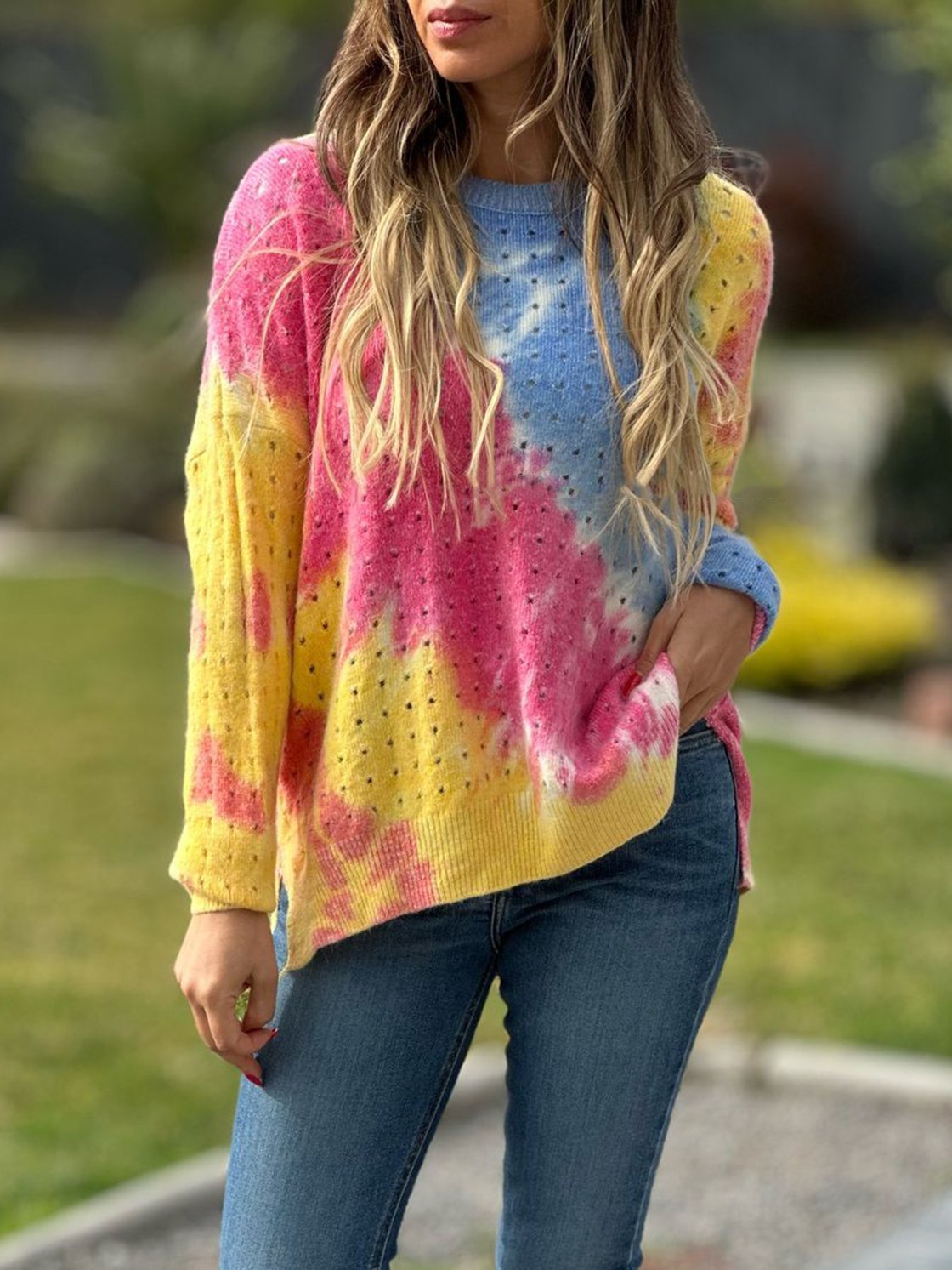 Women's Colorful Tie-dye Printed Sweater