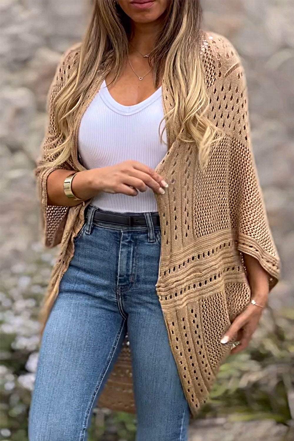 Women's Fashion Hollow Knitted Cardigan