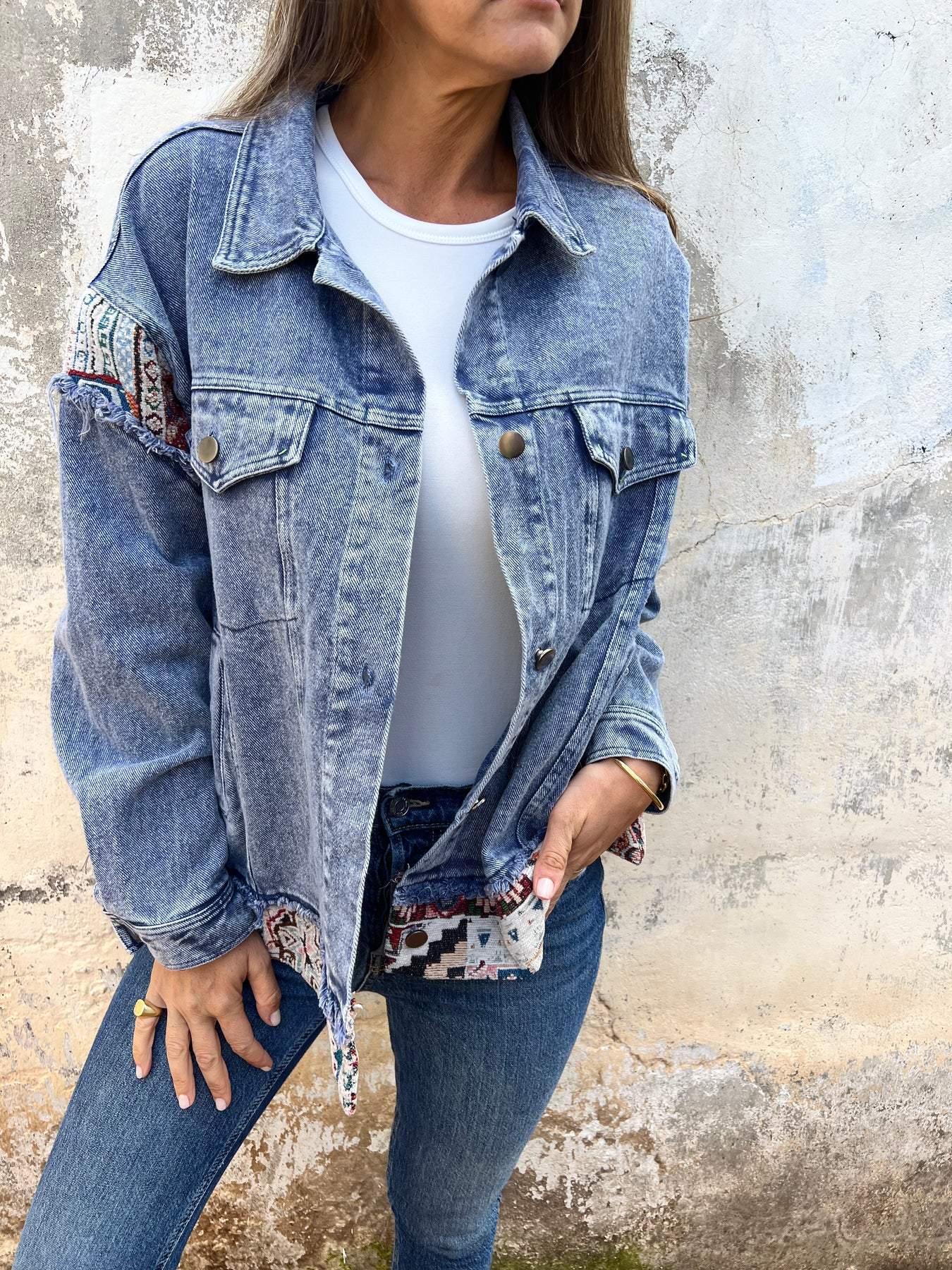 Women's Denim Patchwork Casual Jacket