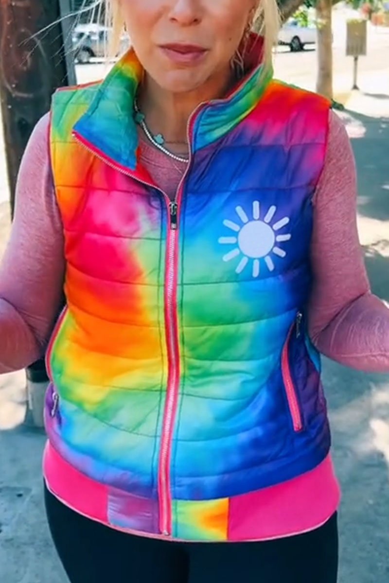 Women's Casual Rainbow Tie-Dye Vest