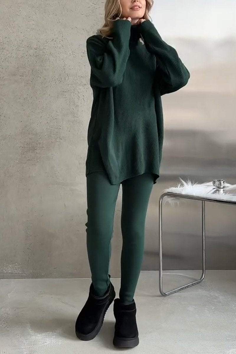 Women's Casual High Collar Solid Color Two Piece Suit