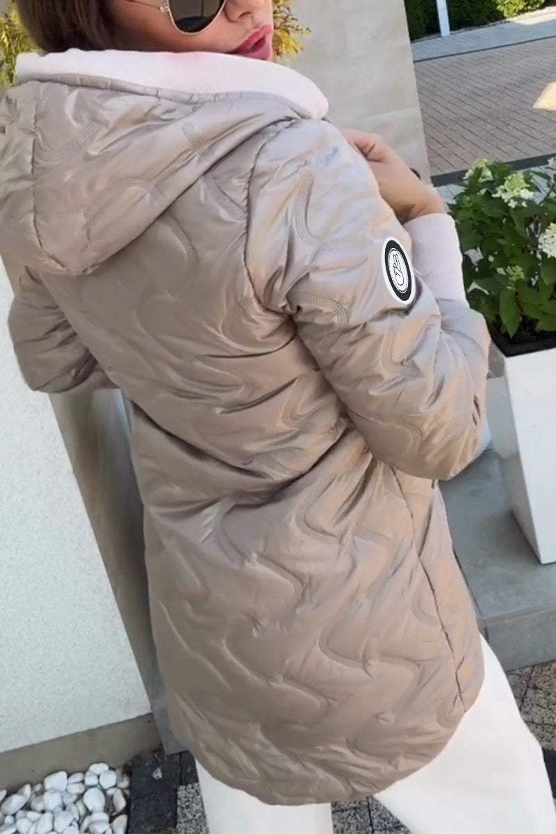 Women's Autumn and Winter Hooded Zipper Cotton Coat