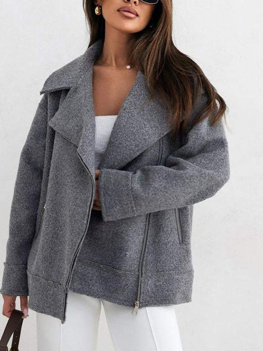 Women's Casual Lapel Solid Color Sweater