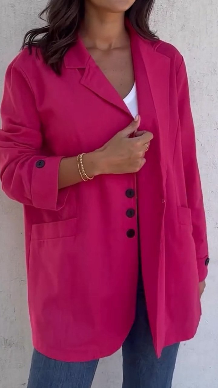 Women's Pink Cardigan Breasted Casual Top Coat