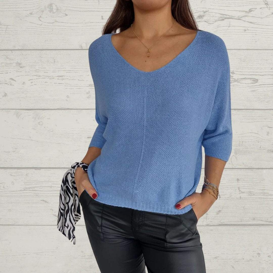 Women's V-neck Long-sleeved Casual Top