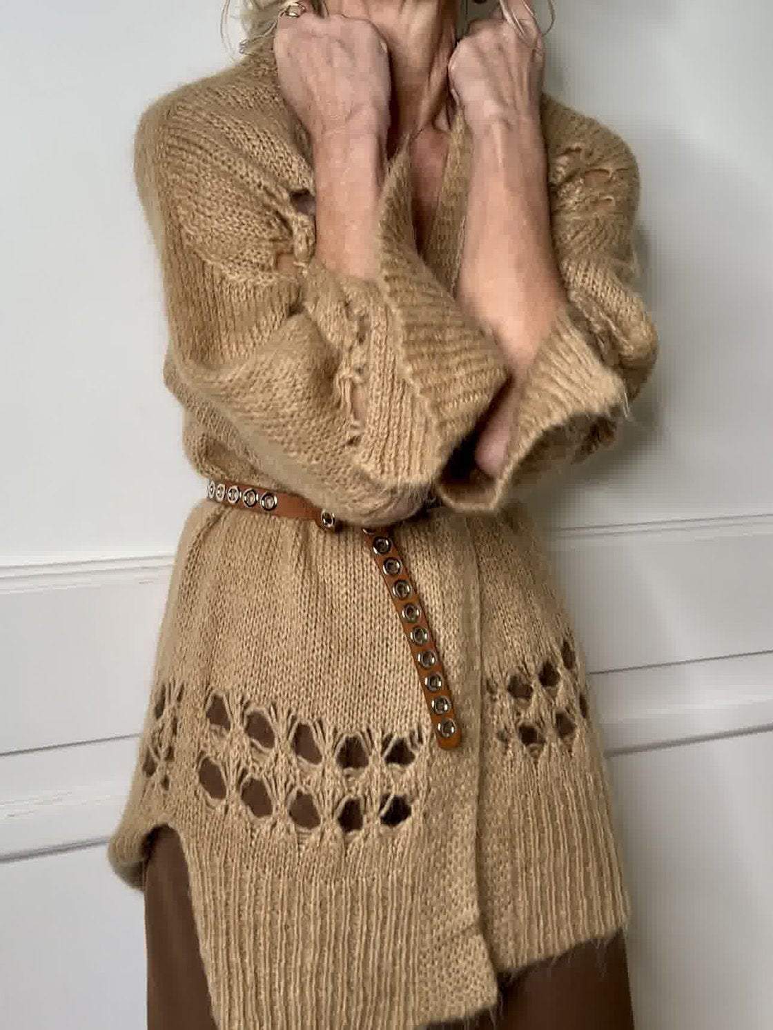 Women's Casual Hollow Knitted Cardigan