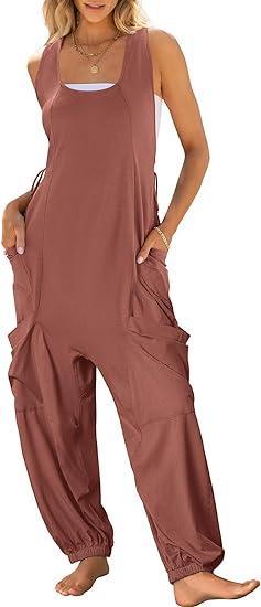 Women's Round Sleeveless Casual Jumpsuit