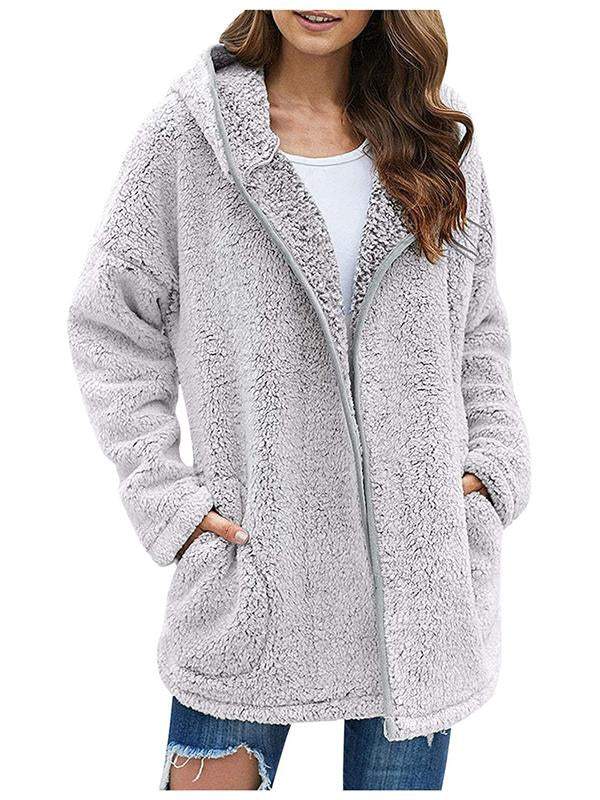 Women's Casual Lapel Solid Color Plush Sweater