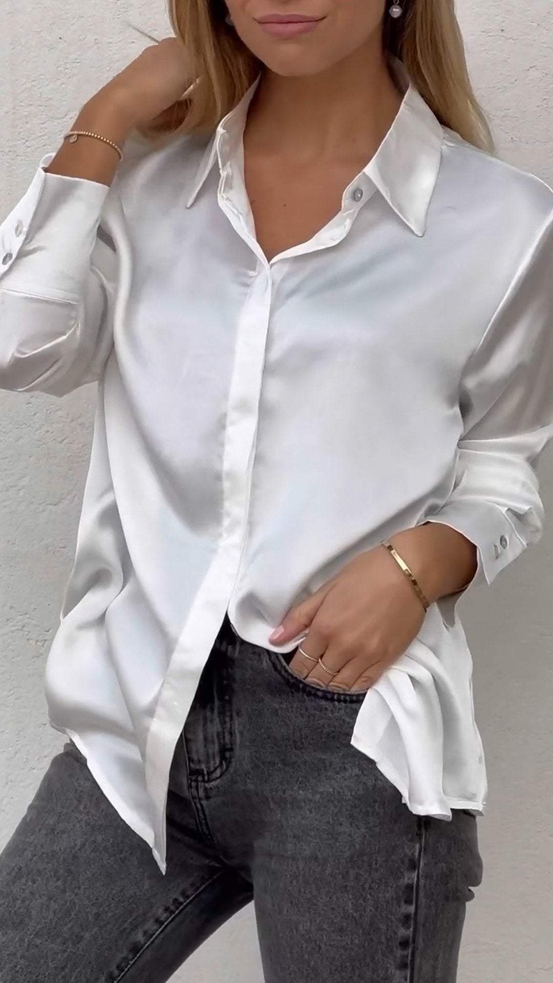 Women's Casual Smooth Satin Shirt