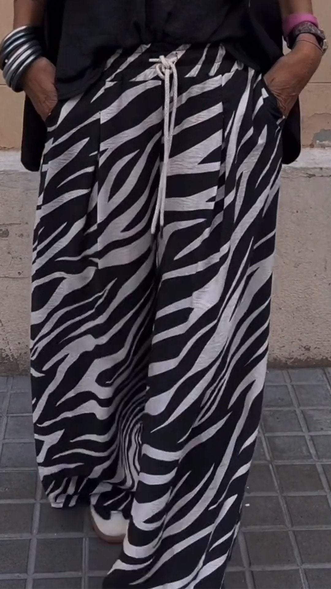 Women's Zebra Print Casual Trousers