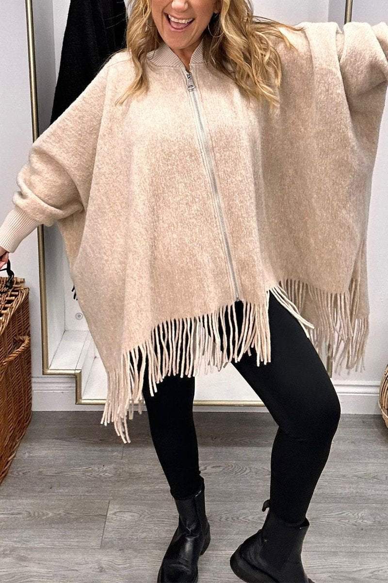 Women's Casual Zipper Tassel Jacket