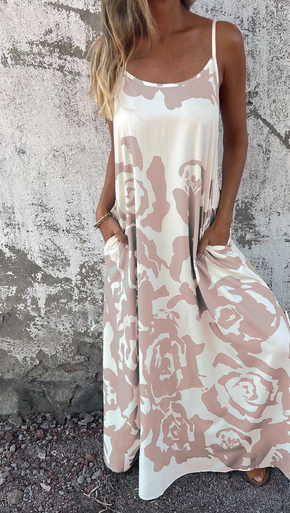 Rose Print Slip Dress