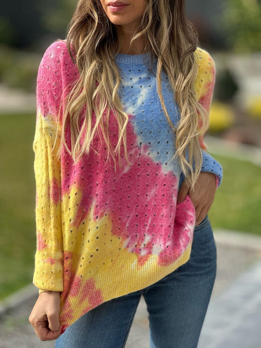 Women's Colorful Tie-dye Printed Sweater