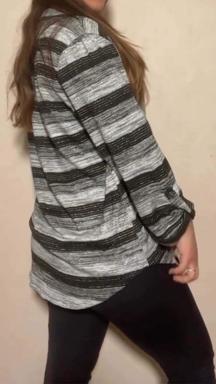 Women's Casual Striped Print Long Sleeve Top