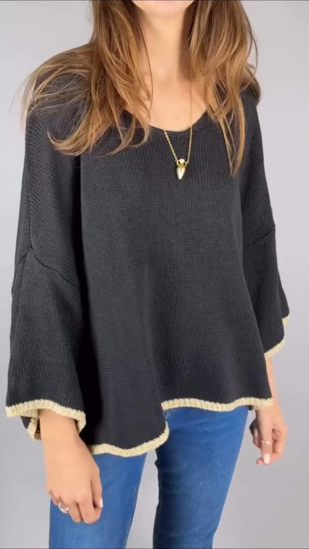 Women's Casual Solid Color Long Sleeve Knitted Top