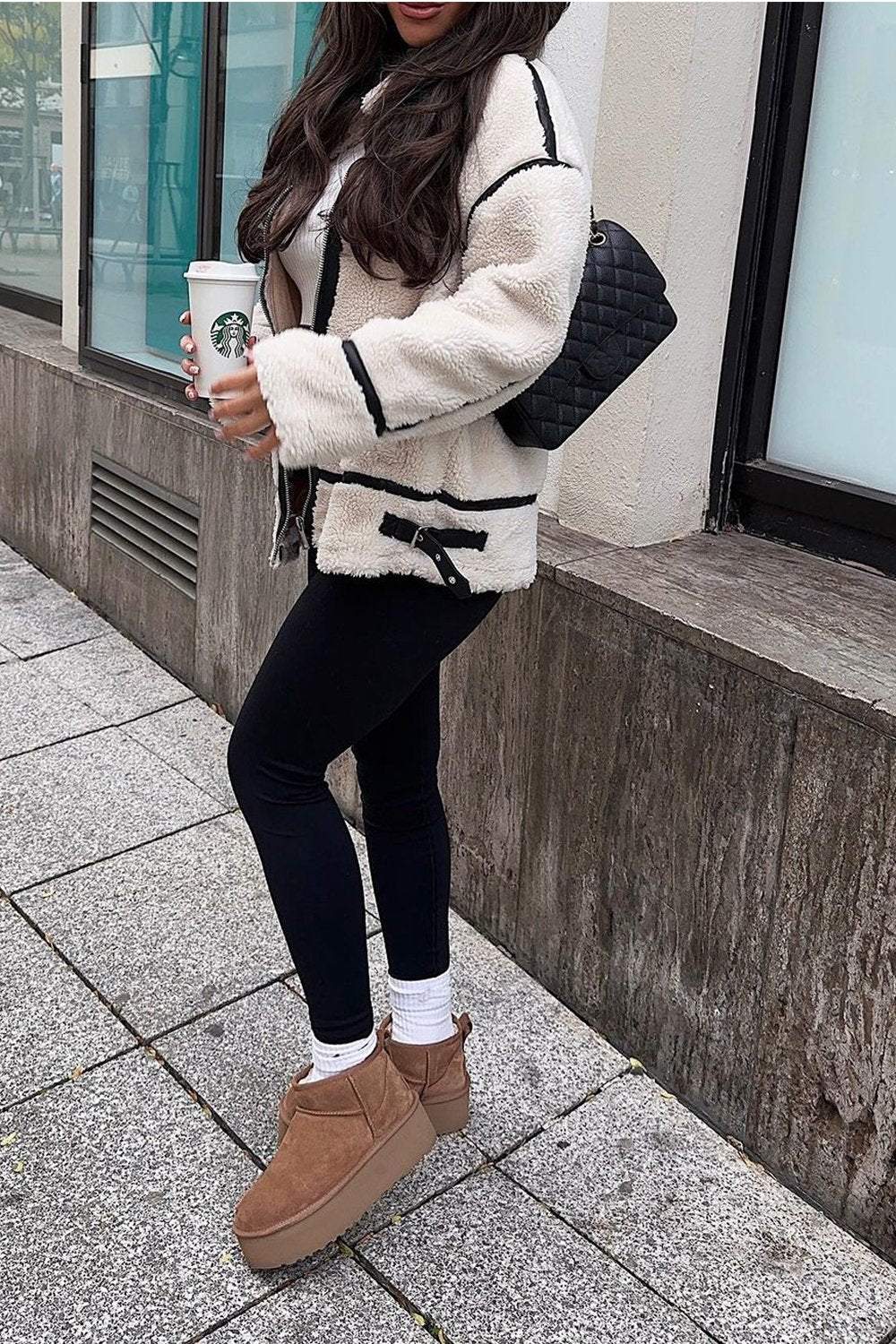 Women's Colorblock Fur Jacket Top