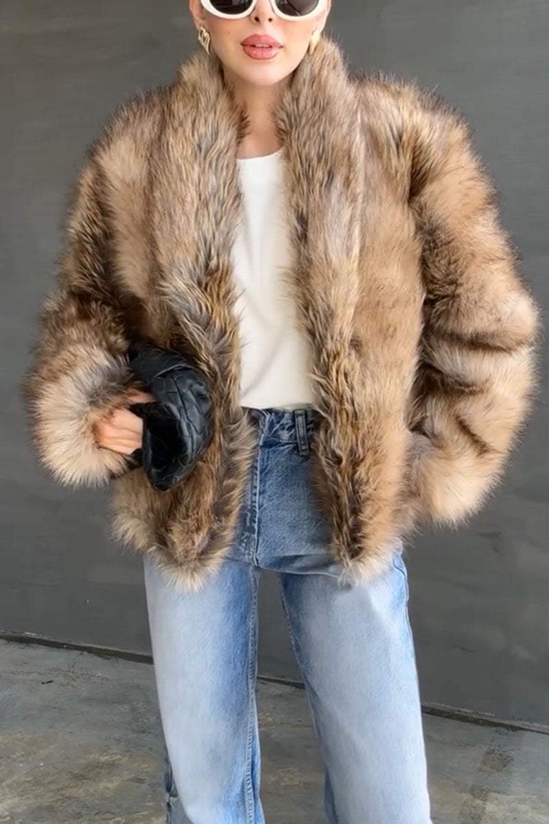 Women's Casual Solid Color Plush Coat