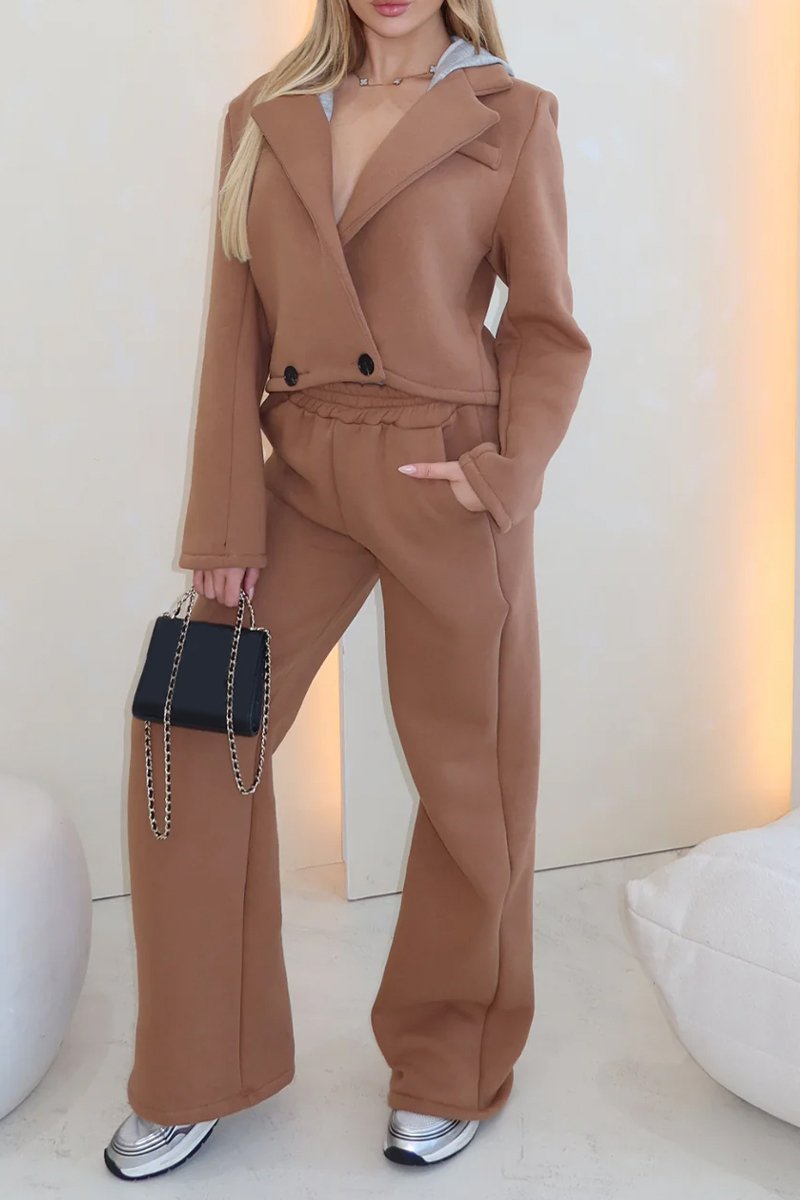 Women's Spring and Fall Casual Solid Color Lapel Suit