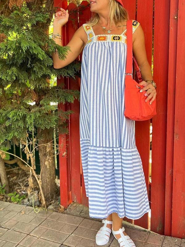 Women's Casual Striped Sleeveless Dress