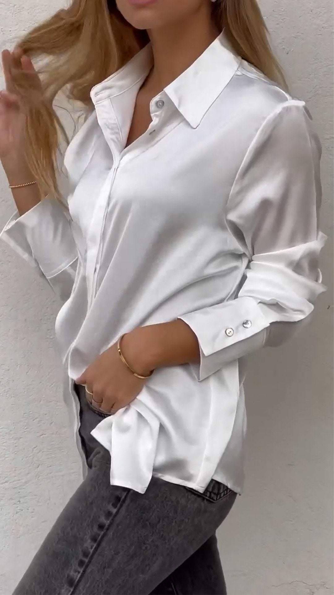 Women's Casual Smooth Satin Shirt