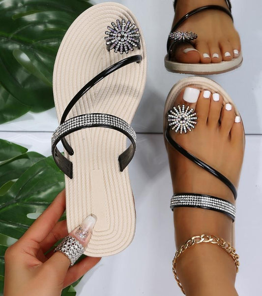 Rhinestone Flat Casual Sandals