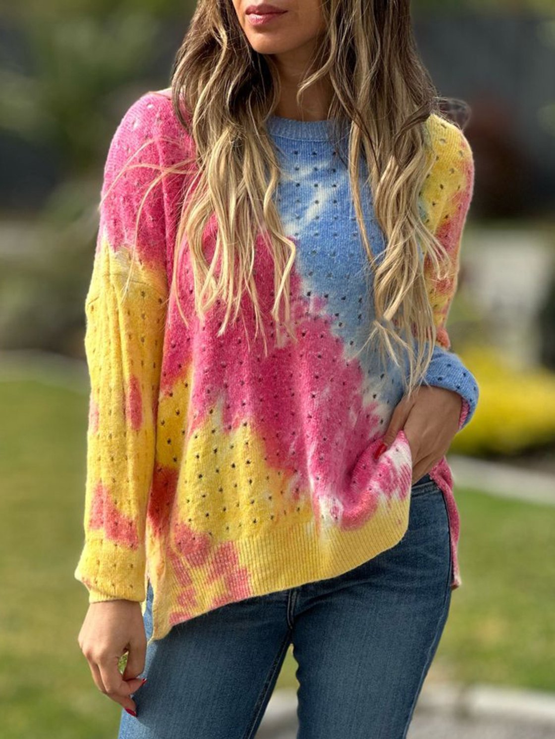 Women's Colorful Tie-dye Printed Sweater