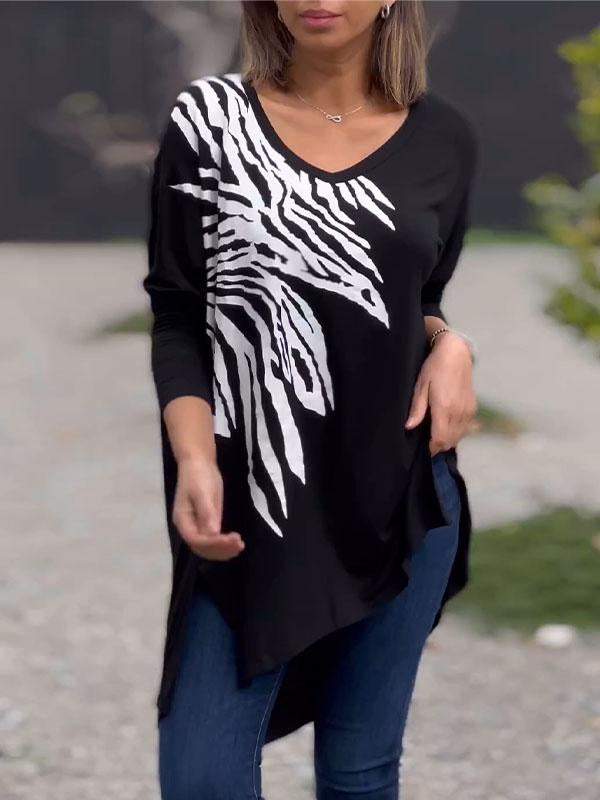 Irregular Printed Long Sleeve T-shirt