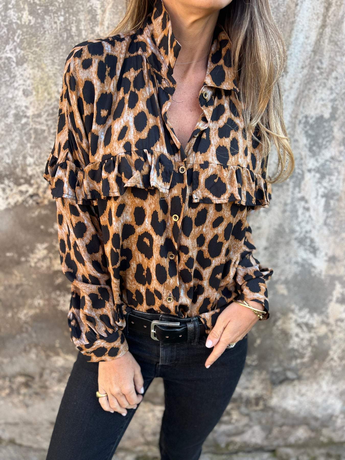 Women's Lapel Long Sleeve Leopard Print Casual Shirt