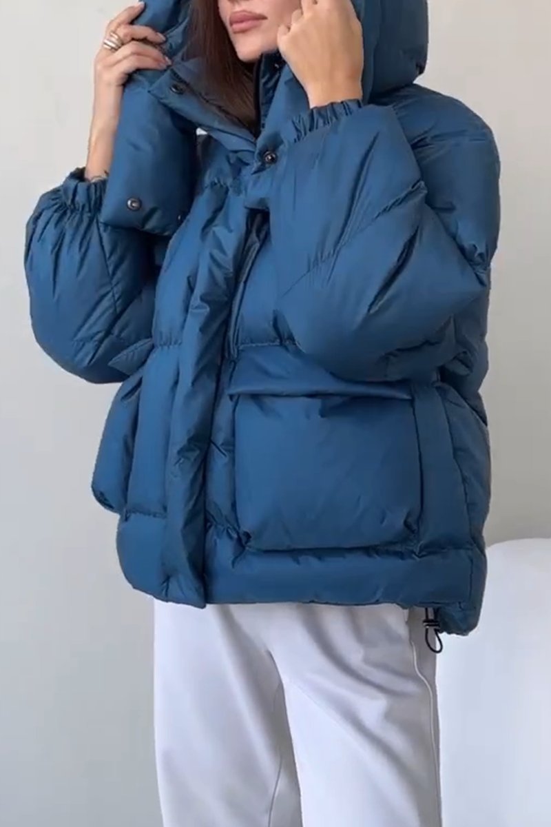 Women's hooded high-neck padded jacket