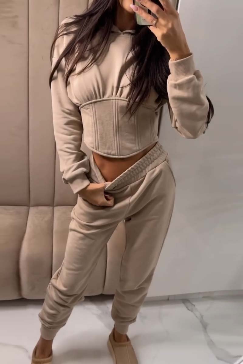 Women's casual hooded sweatshirt and pants set