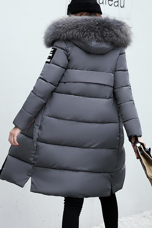 Women's Long Thickened Cotton Coat With Large Fur Collar